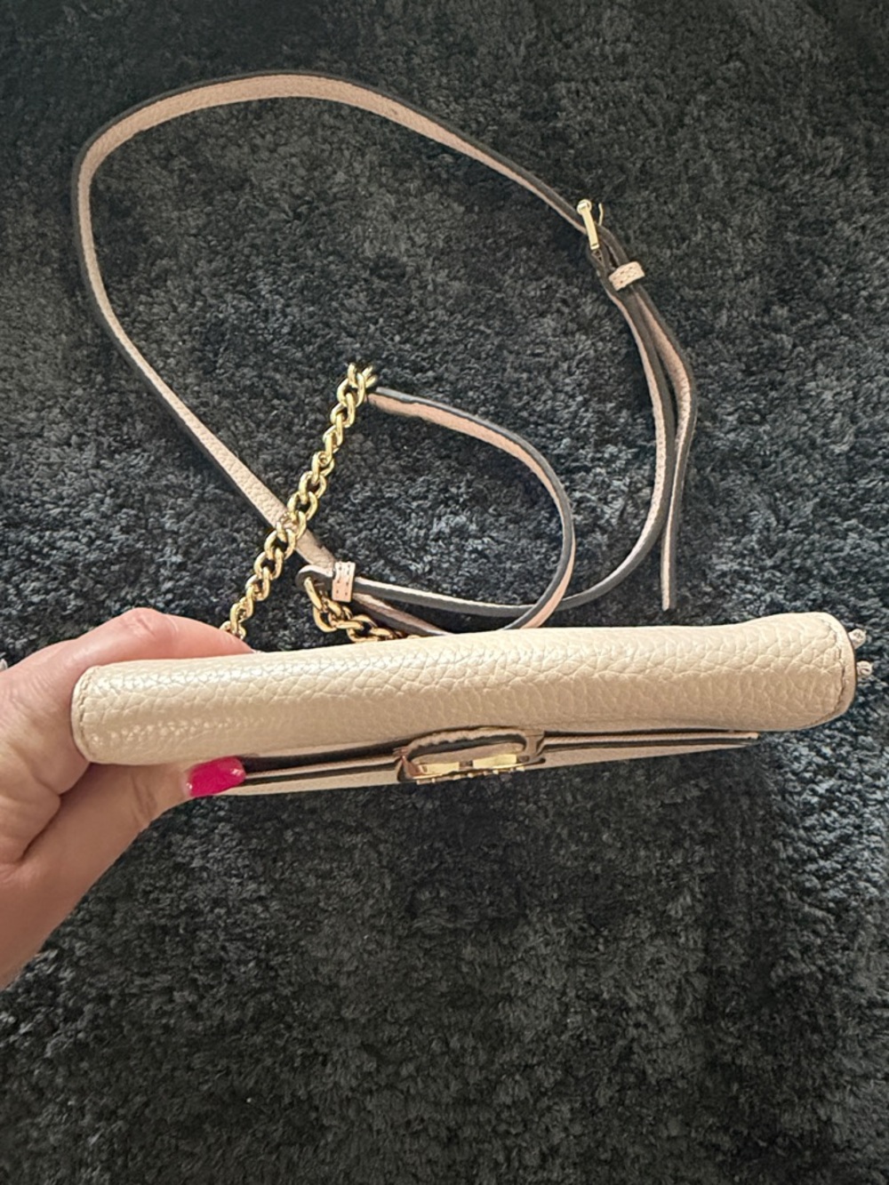 Michael Kors Pebbled Leather Crossbody in Taupe with Gold Hardware - Picture 5 of 5